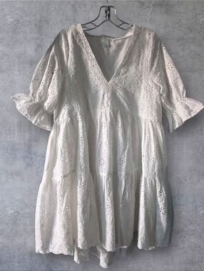 Sundance Jasmine White Eyelet Dress Size Small